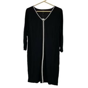 JM Collection New Womens Black V-Neck Mini Dress Size L‎ 3/4 Sleeve NWT